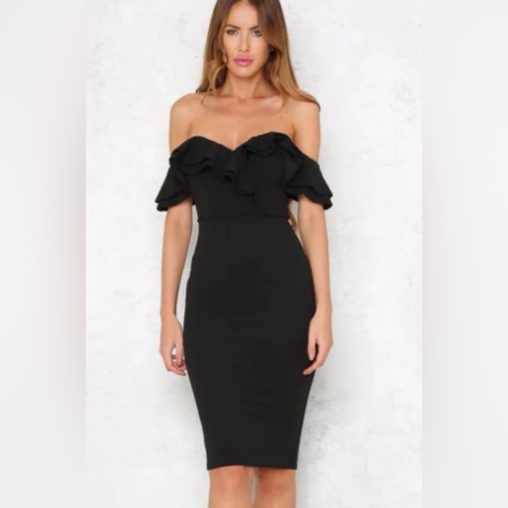 Hello Molly Elegant Black Off-Shoulder Dress